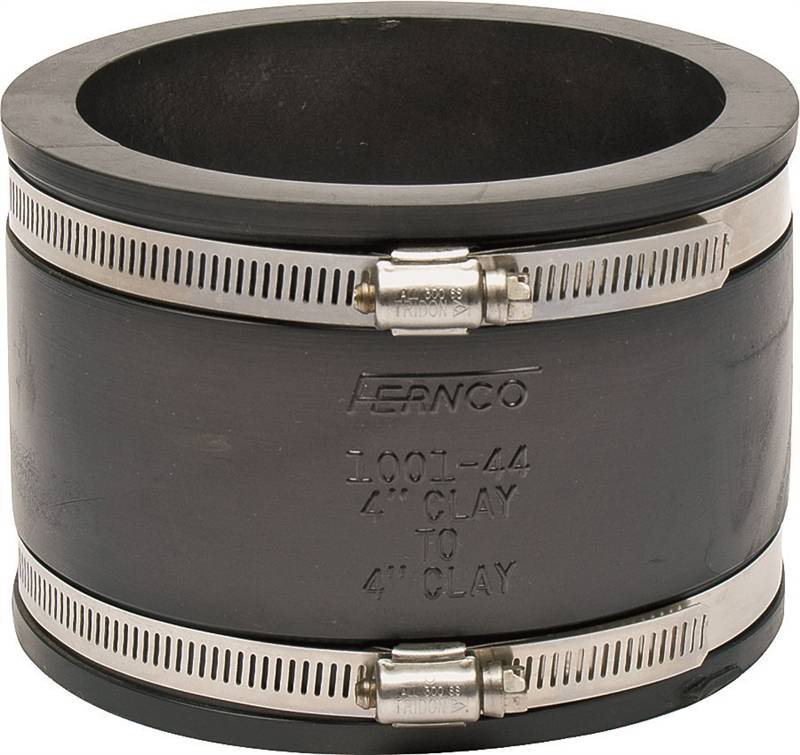 FERNCO P100144 Flexible Coupling, 4 x 4 in, PVC, 4.3 psi Pressure