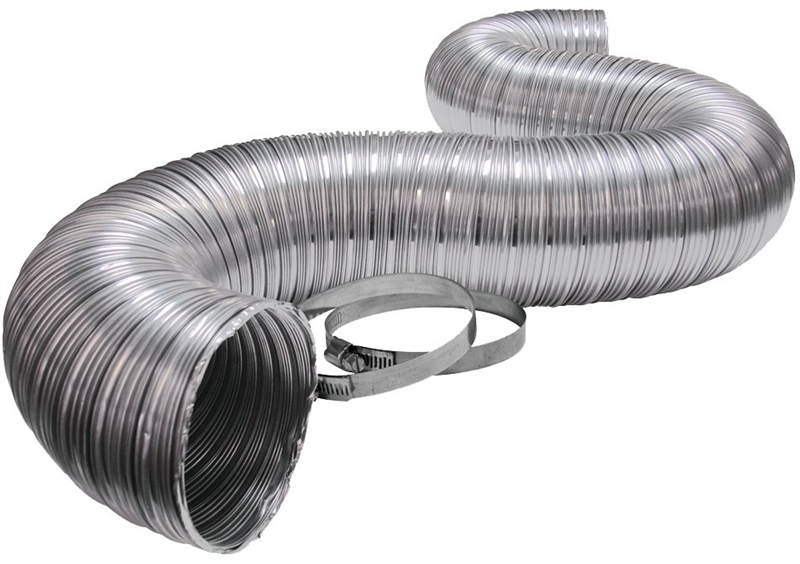 Lambro 3120UL Flexible SemiRigid Duct Pipe with (2) Clamps, 4 in x 8 ft, Aluminum