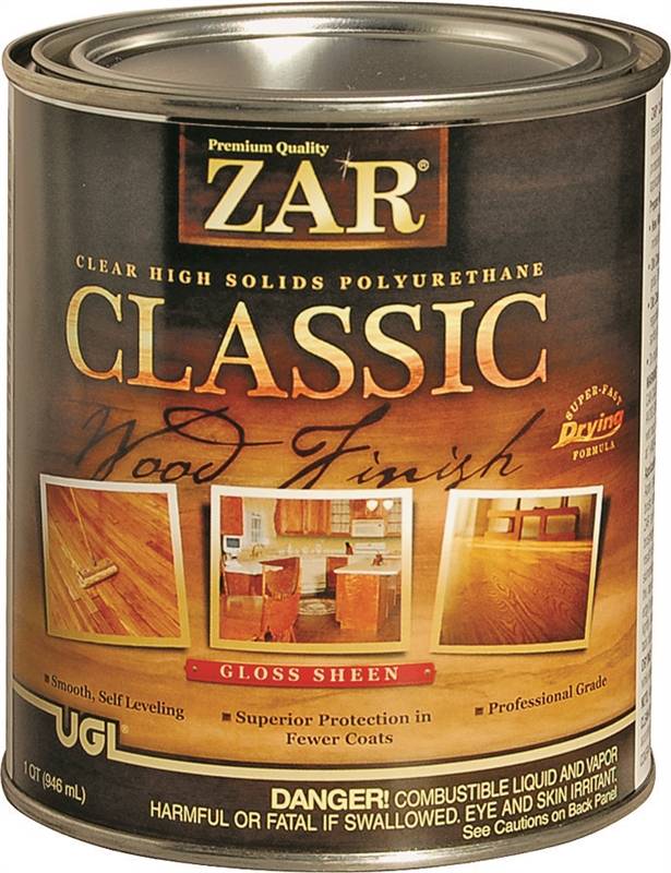 ZAR 34612 Classic Wood Finish Polyurethane Paint, Gloss, Liquid, Amber