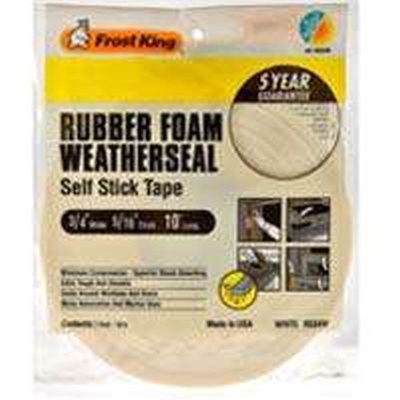 Frost King R534WH Foam Tape, 3/4 in W, 10 ft L, 5/16 in Thick, Rubber