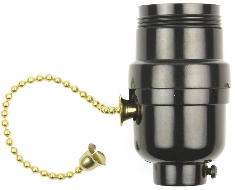 Jandorf 60534 On/Off Pull Chain Lamp Socket, 250 W, Medium, Black, Phenolic