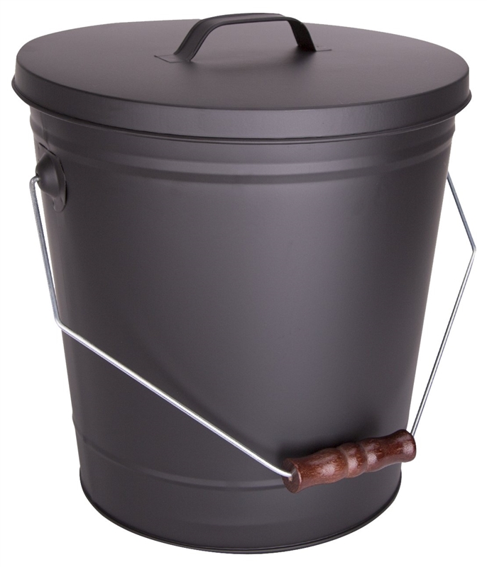 BUCKET ASH W/LID BLK 4PC 13IN