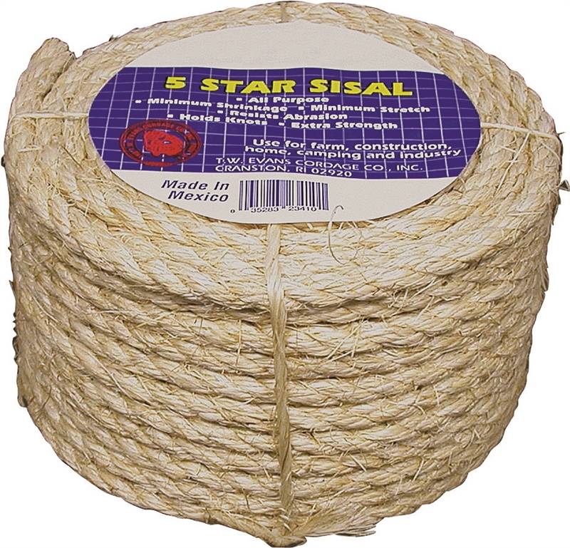 T.W. Evans Cordage 23210 Rope, 1/4 in Dia, 100 ft L, 900 lb Working