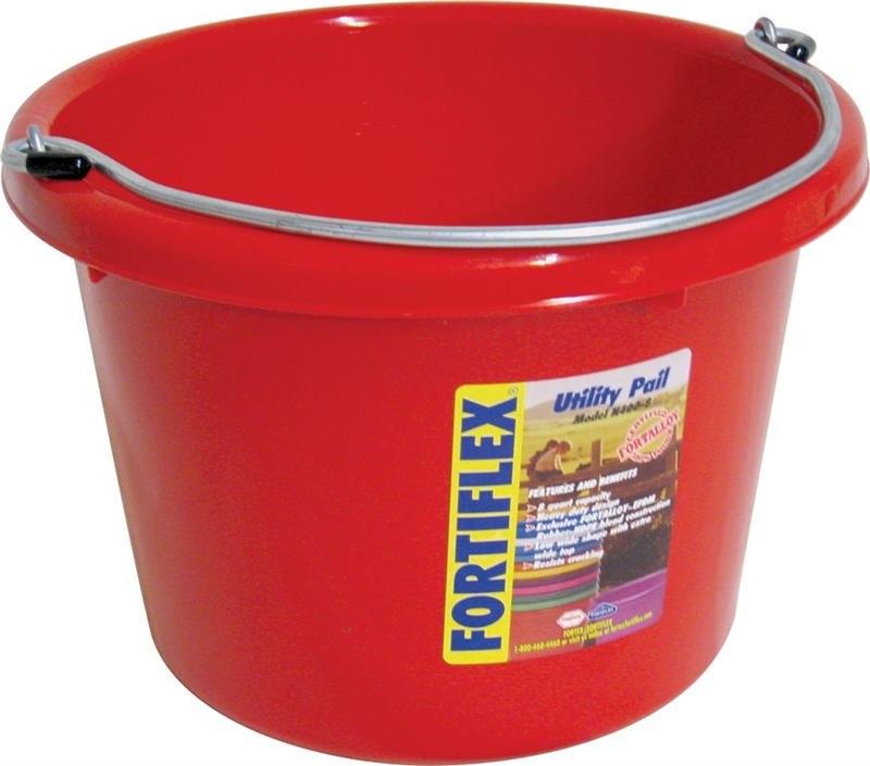 Fortex/Fortiflex N4008R Lightweight Utility Pail, 8 qt 10 in W x 8 in H