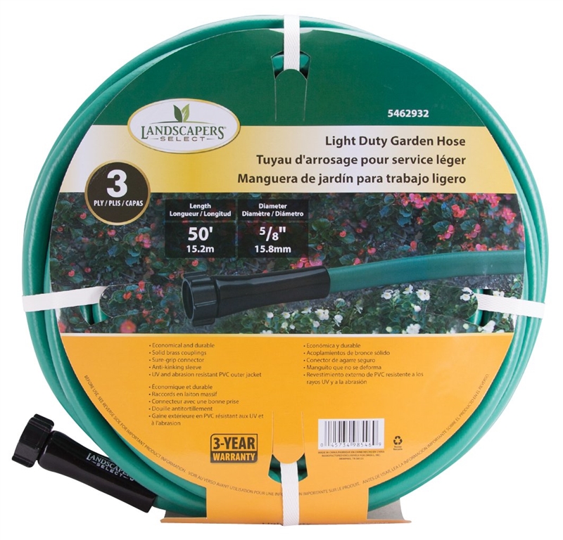Mintcraft GH585023L Light Duty Garden Hose, 5/8 in OD x 50 ft L, PVC