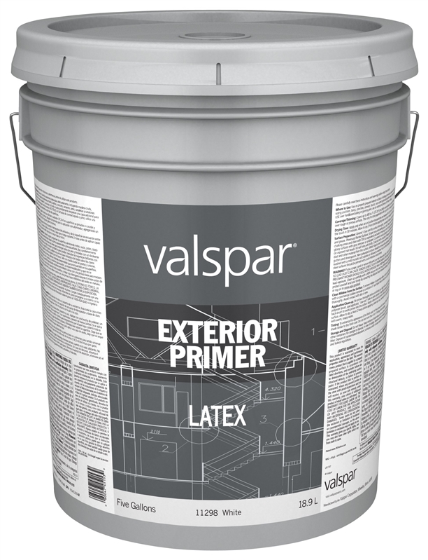 Valspar 11298 Exterior General Purpose Primer, 5 gal Pail, Liquid, White