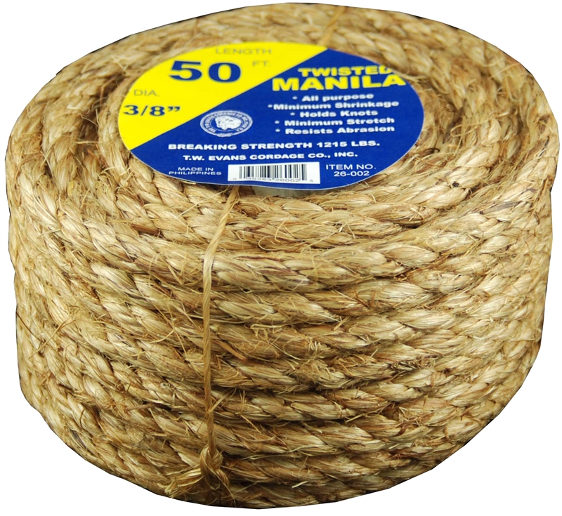 T.W. Evans Cordage 26002 Rope, 3/8 in Dia, 50 ft L, 122 lb Working