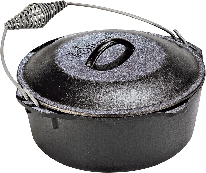 Lodge L10DO3 PreSeasoned Round Dutch Oven, 7 qt Capacity, 12 in Dia x