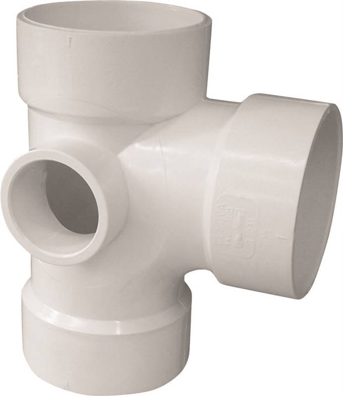 Genova 77031 Double Side Inlet DWV Pipe Tee, 3 x 11/2 x 2 x 2 in, Hub