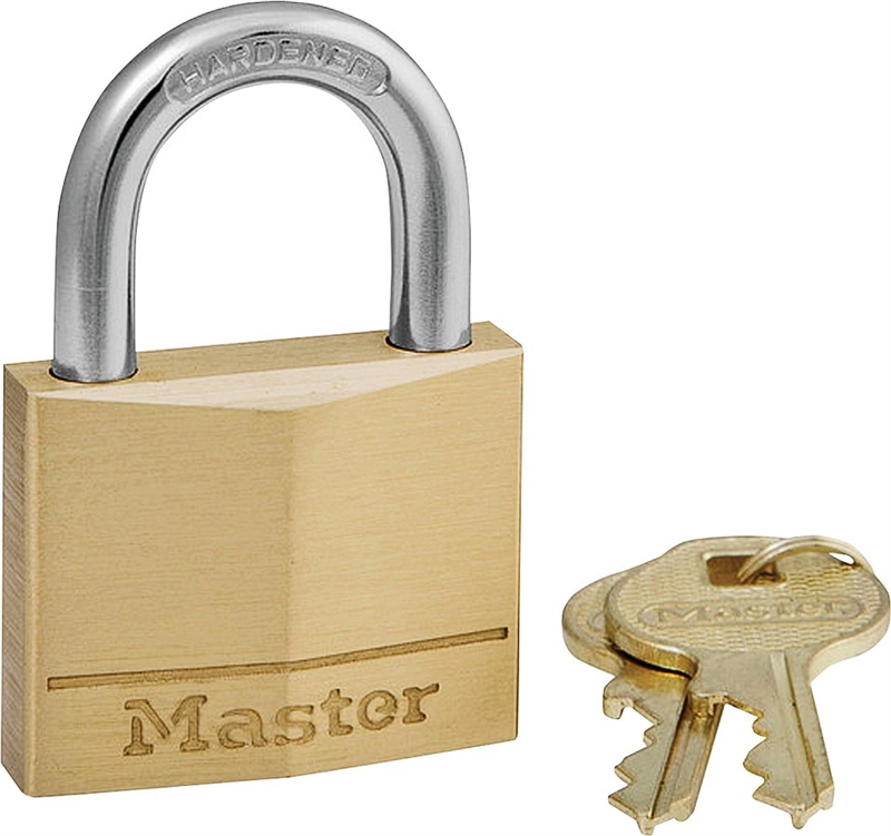 Master Lock 140D Padlock, 1/4 in Dia, 7/8 in H x 13/16 in W, Solid Brass