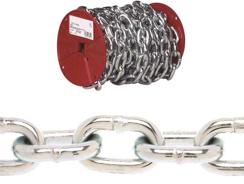 Campbell PD0725027 Proof Coil Chain, 3/16 in, 100 ft L, 30 Grade, Steel