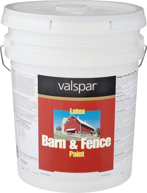 Valspar 018.312570.008 Barn and Fence Paint, White, 5 gal Pail