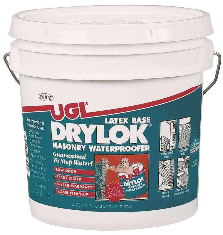 Drylok 27514 Masonry Waterproofer, White, Liquid, 2 gal, Pail