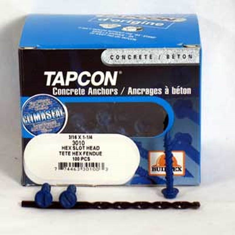Buildex Tapcon 3220 Concrete Screw Anchor, 1/4 in Dia, 13/4 in L