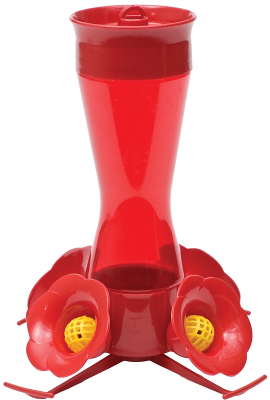 PerkyPet 403CP Bird Feeder, 8 oz, 4Port/Perch, Plastic, Red, 91/2 in H