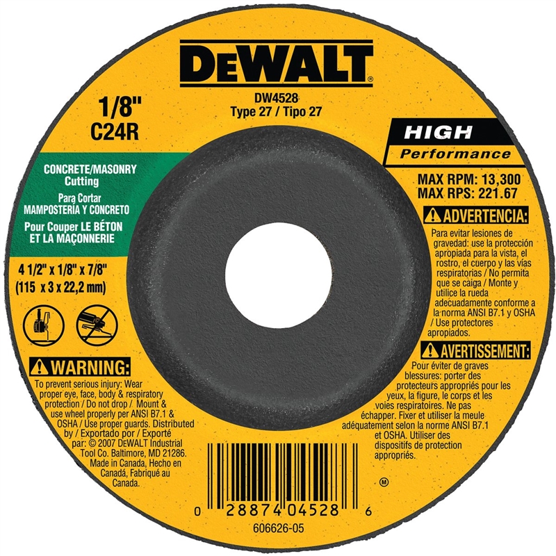 Dewalt DW4528 Type 27 High Performance Depressed Center Grinding Wheel