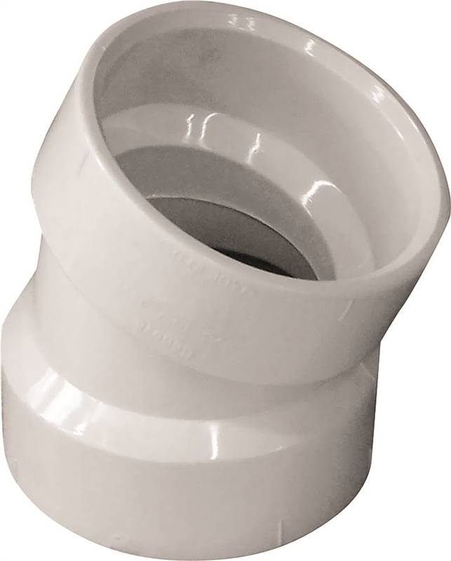 Genova 70815 DWV Pipe Elbow, 221/2 deg, 11/2 in, Hub, SCH 40, PVC