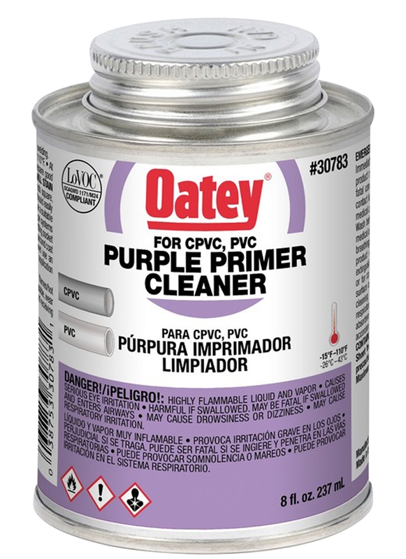 Oatey 30783 Primer/Cleaner, 8 oz Pail, Liquid, Purple