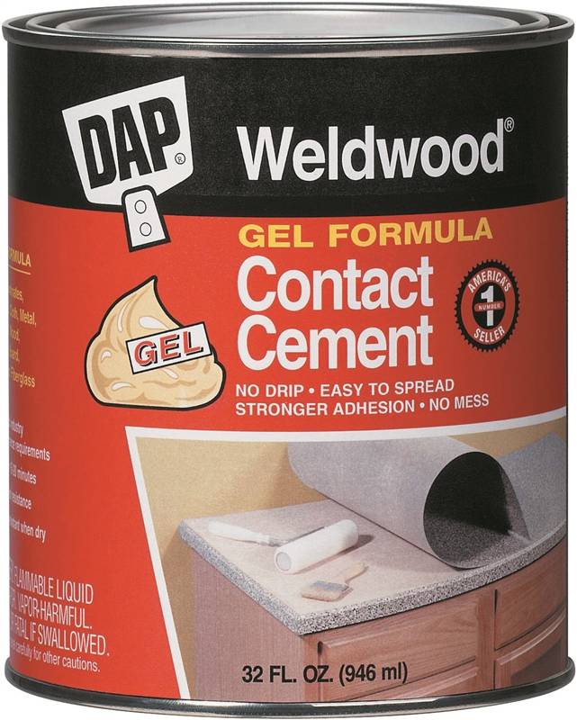 DAP 25312 Contact Cement, Gel, Strong Solvent, Tan, 1 qt, Can