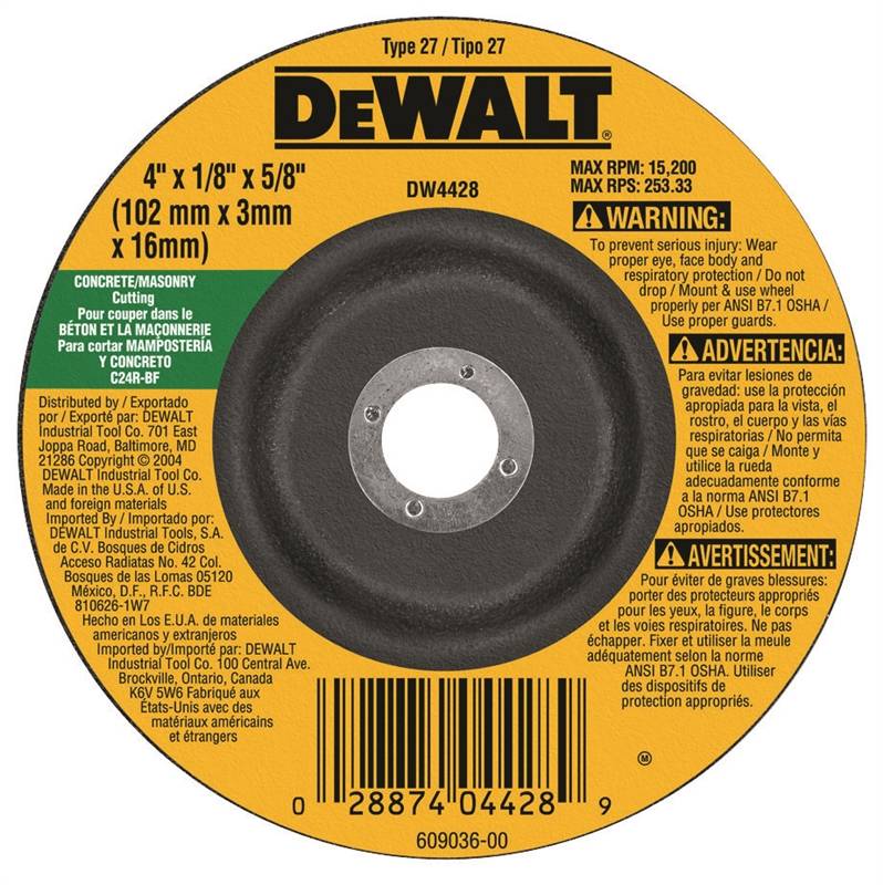 Dewalt DW4428 Type 27 High Performance Depressed Center Grinding Wheel