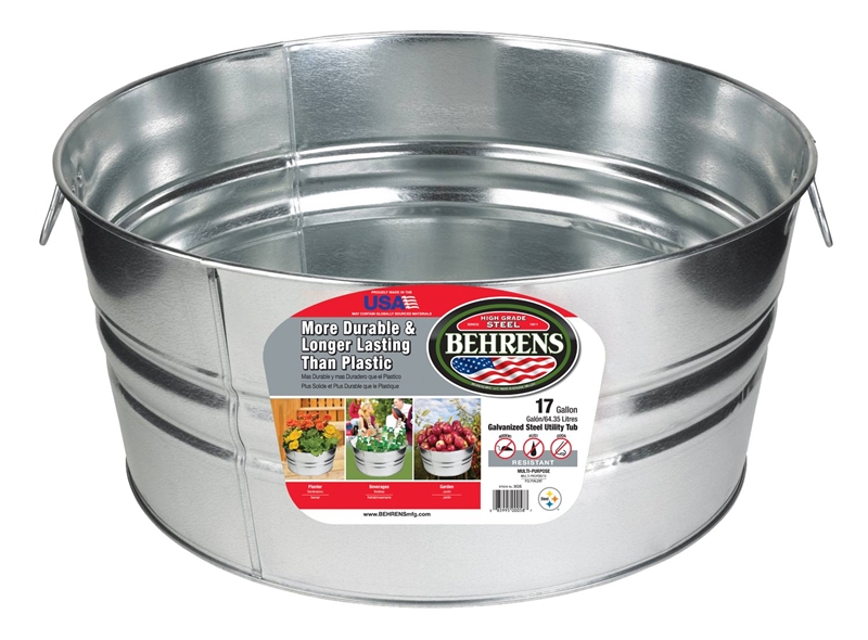 Behrens 3GS Wash Tub, 17 gal Capacity, Galvanized Steel 3GS