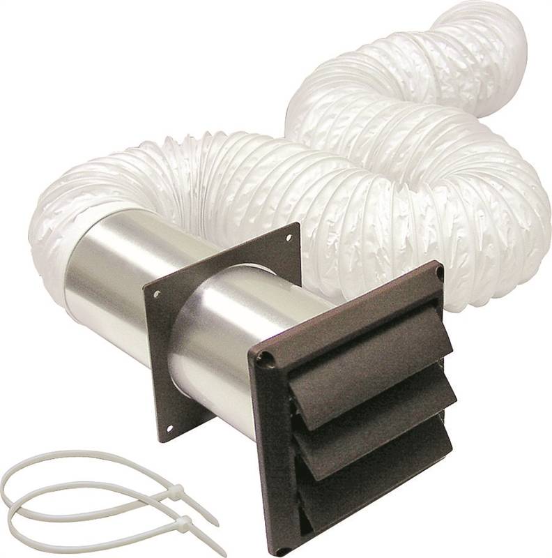 Lambro 266B Louvered Bathroom Vent Kit, 5 Pieces, 4 in X 8 ft