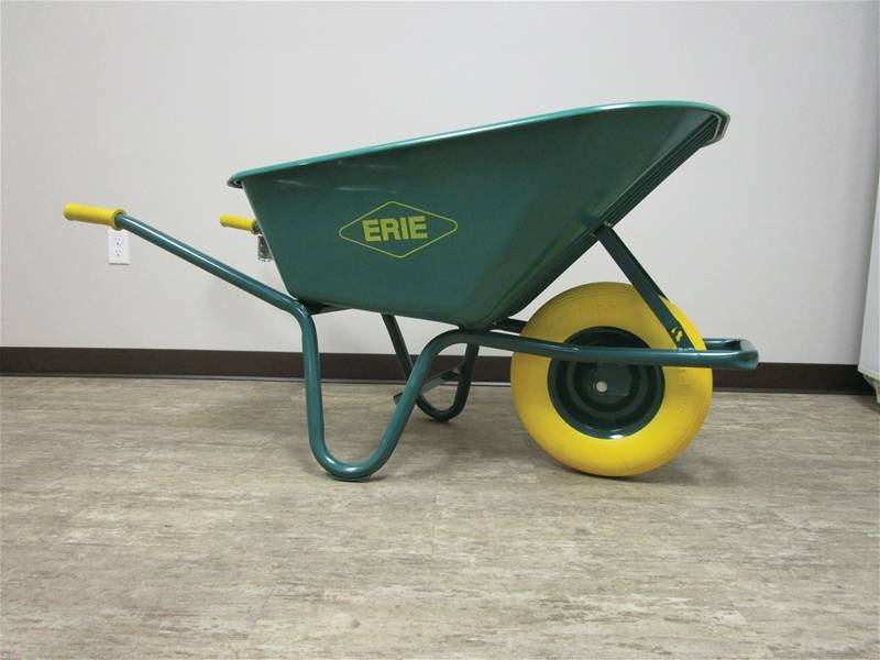Erie SE100FF Wheelbarrow, 6 cuft Volume, Polyethylene, FlatFree Wheel
