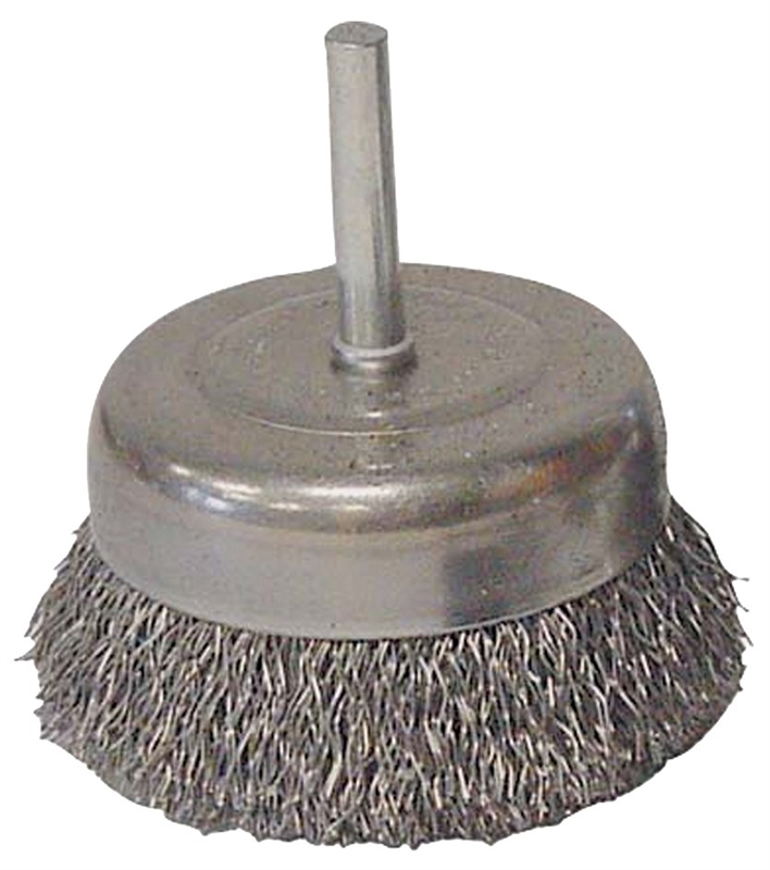 Weiler 36030 Wire Cup Brush, 3 in Dia, 1/4 in Arbor/Shank, 0.014 in Dia
