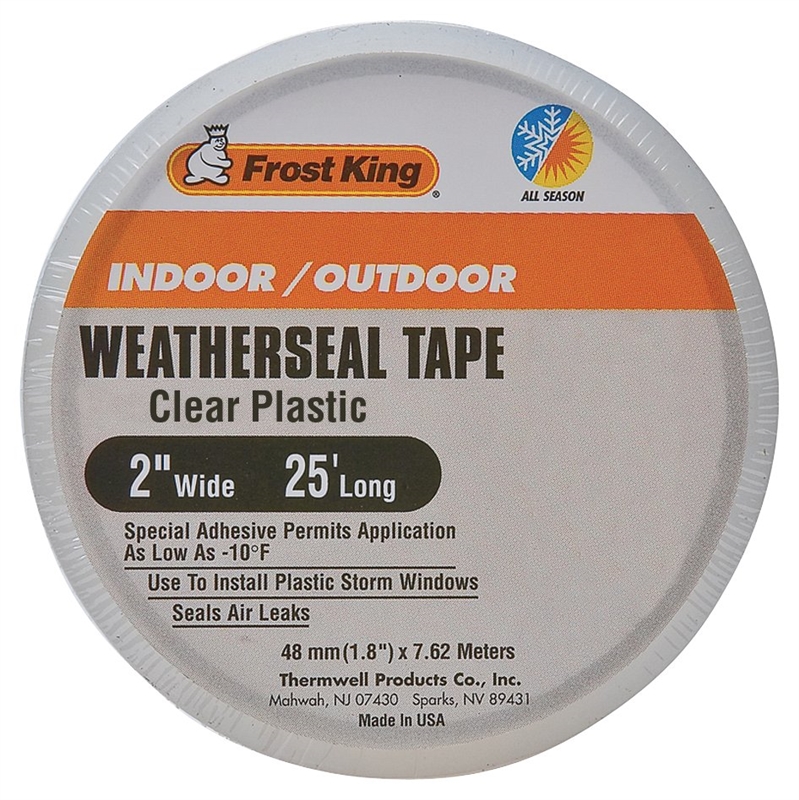 Frost King T94H Weatherseal Tape, 2 in W, 25 ft L, Plastic, Clear