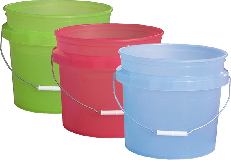 Pack of 3 with Handle Blue Plastic Translucent Paint Bucket Pail 3.5Gal
