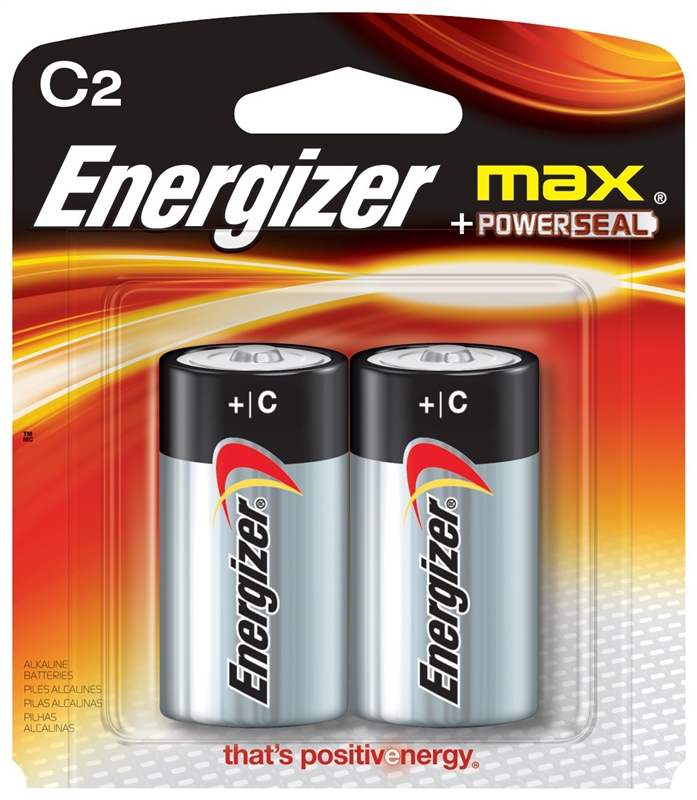 Energizer E93BP2 Battery, 1.5 V Battery, C Battery, Alkaline