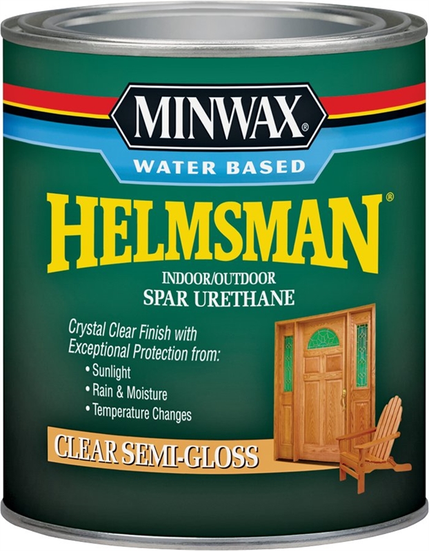 Minwax Helmsman 630510444 Spar Varnish, SemiGloss, Crystal Clear, Liquid, 1 qt, Can
