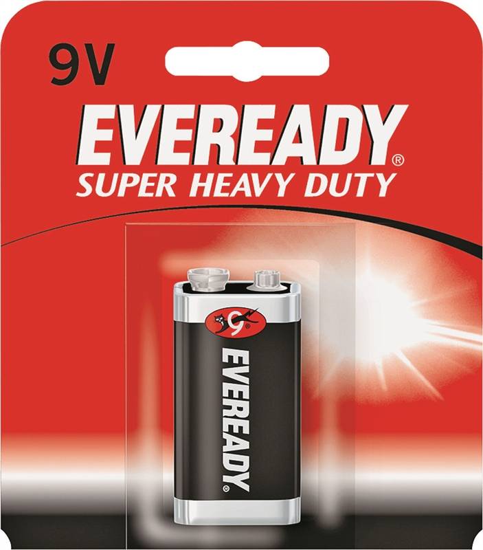 Eveready Gold 1222SW Battery, 9 V Battery, 400 mAh, Zinc, Manganese Dioxide