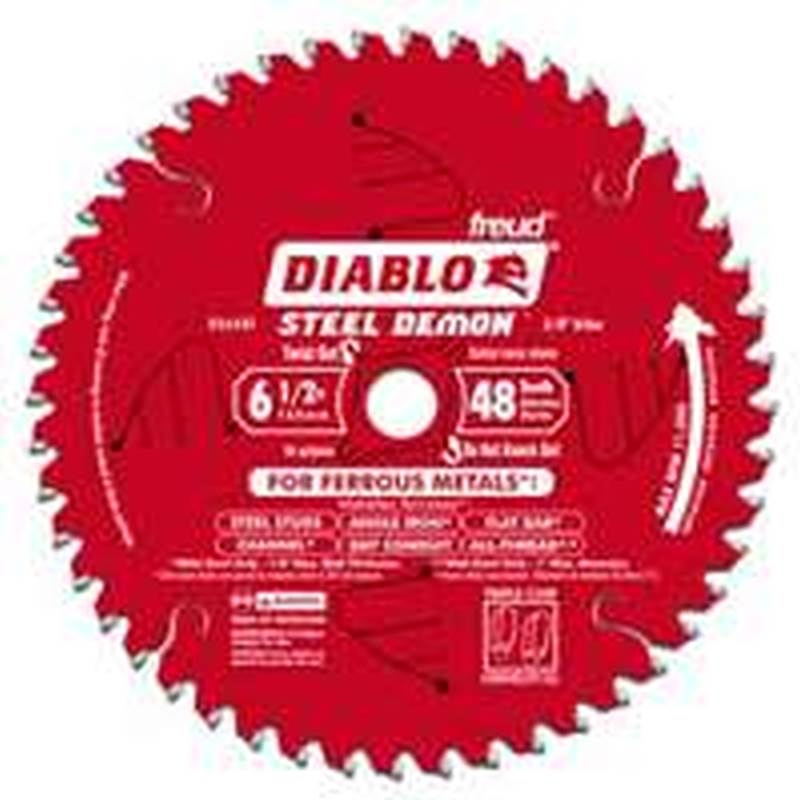 Diablo Steel Demon D0648F Circular Saw Blade, 61/2 in Dia, 48 Teeth, 5