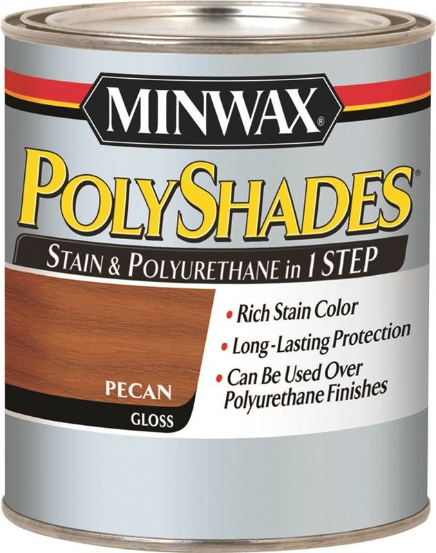 Minwax 61420444 Waterbased Polyurethane Stain, Gloss, Liquid, Pecan, 1