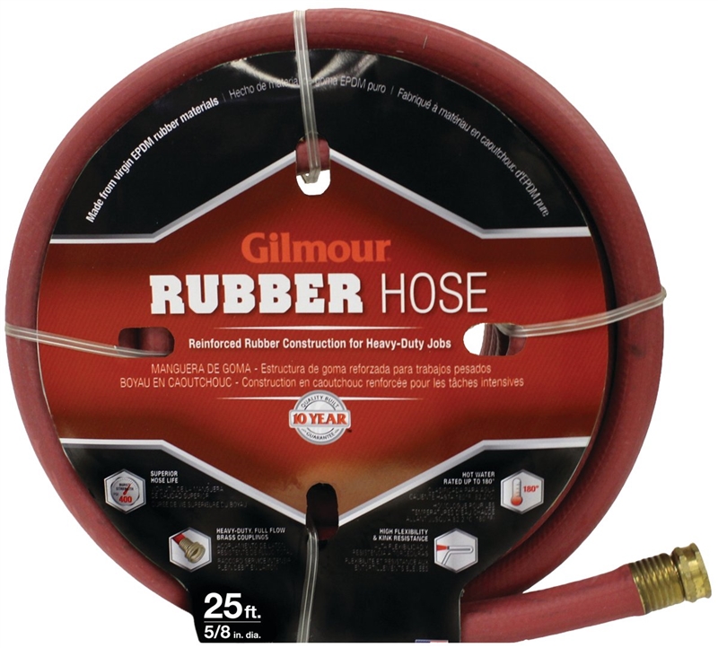 Gilmour 1858025 Garden Hoses, Hot Water, Rubber, 5/8 Inch x 25 Foot