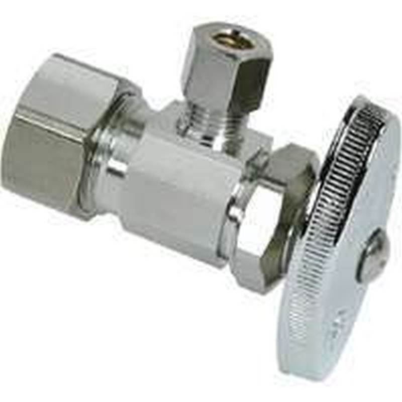 BrassCraft OCR09X C1 MultiTurn Angle Stop Valve, 1/2 X 1/4 in, Compression, 125 psi, Brass Body