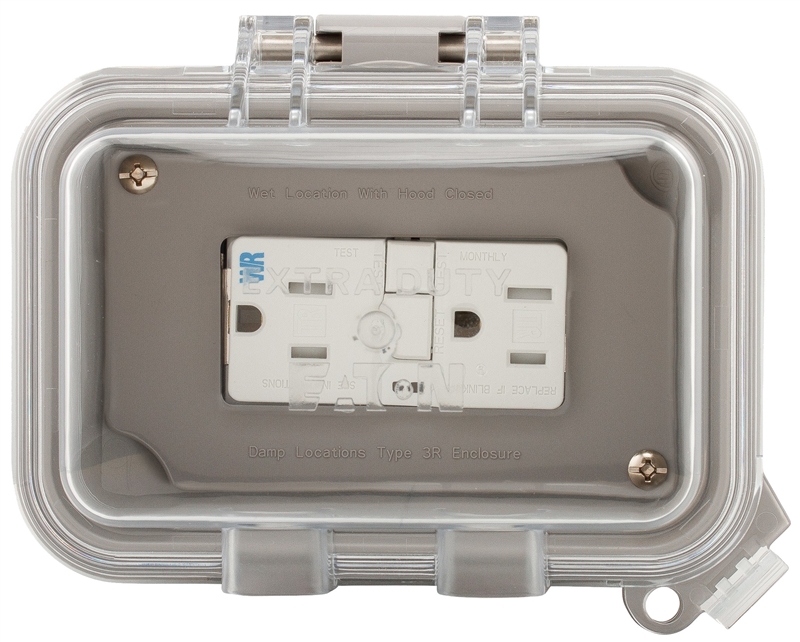 Eaton WIUXHTWRSGF15W GFCI Outlet Box, 41/2 in L, 6 in W, Polycarbonate