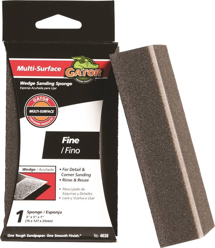 Gator 4638 Dual Wedge Waterproof Sanding Sponge, 5 in L x 21/2 in W, 1