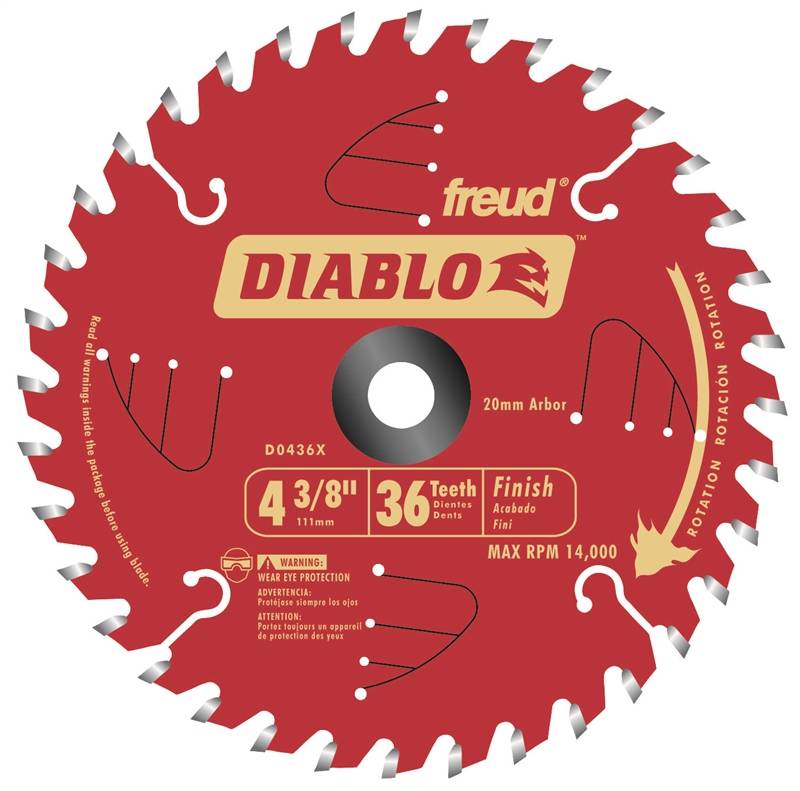 Diablo D0436X Circular Saw Blade, 41/2 in Dia, 3/8 in Arbor, 36Teeth
