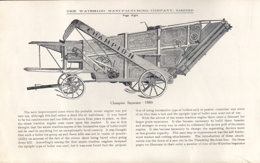 History/Photos of early threshers View Waterloo Manufacturing Company