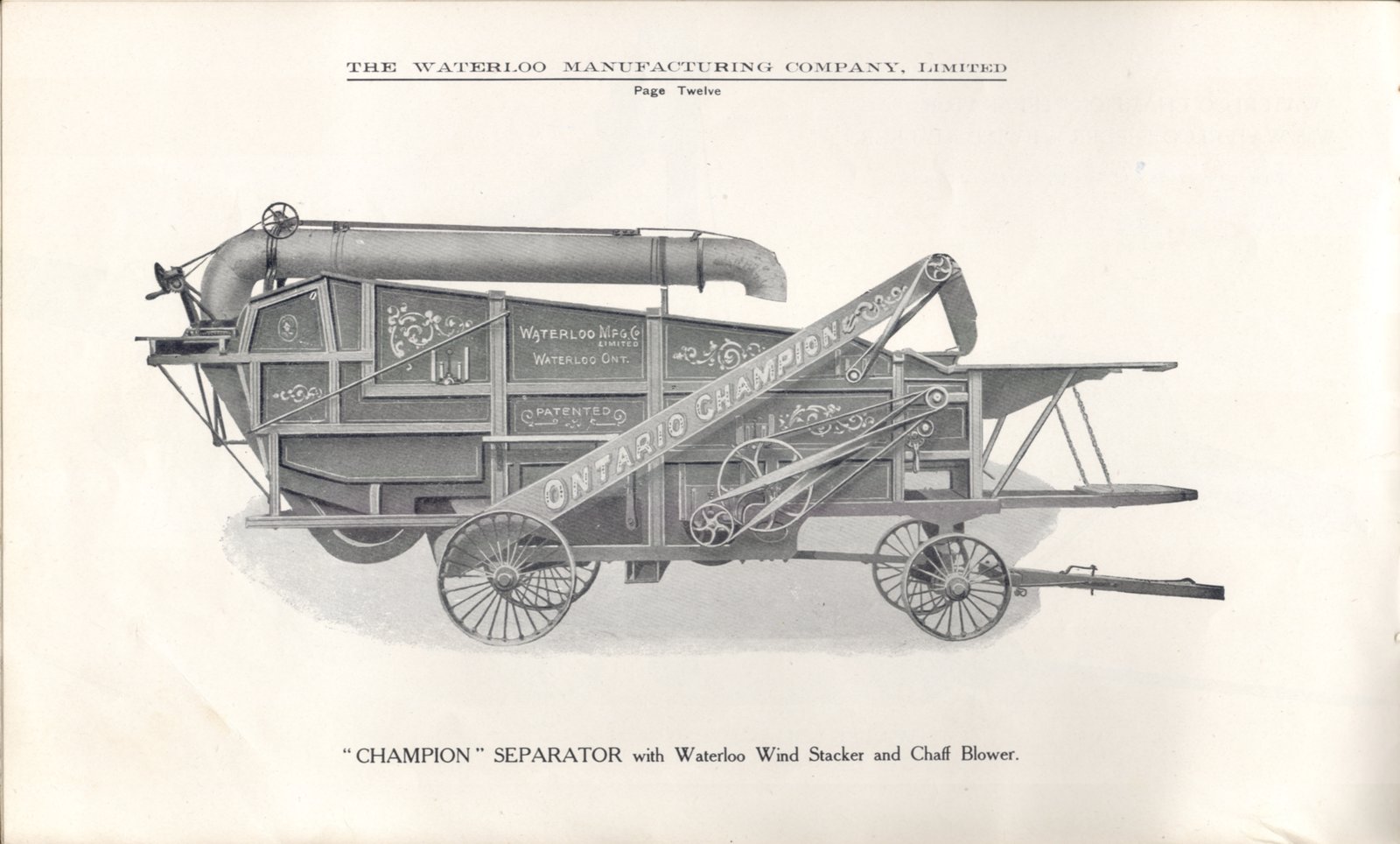 "Champion" Separator View Waterloo Manufacturing Company Limited 1910
