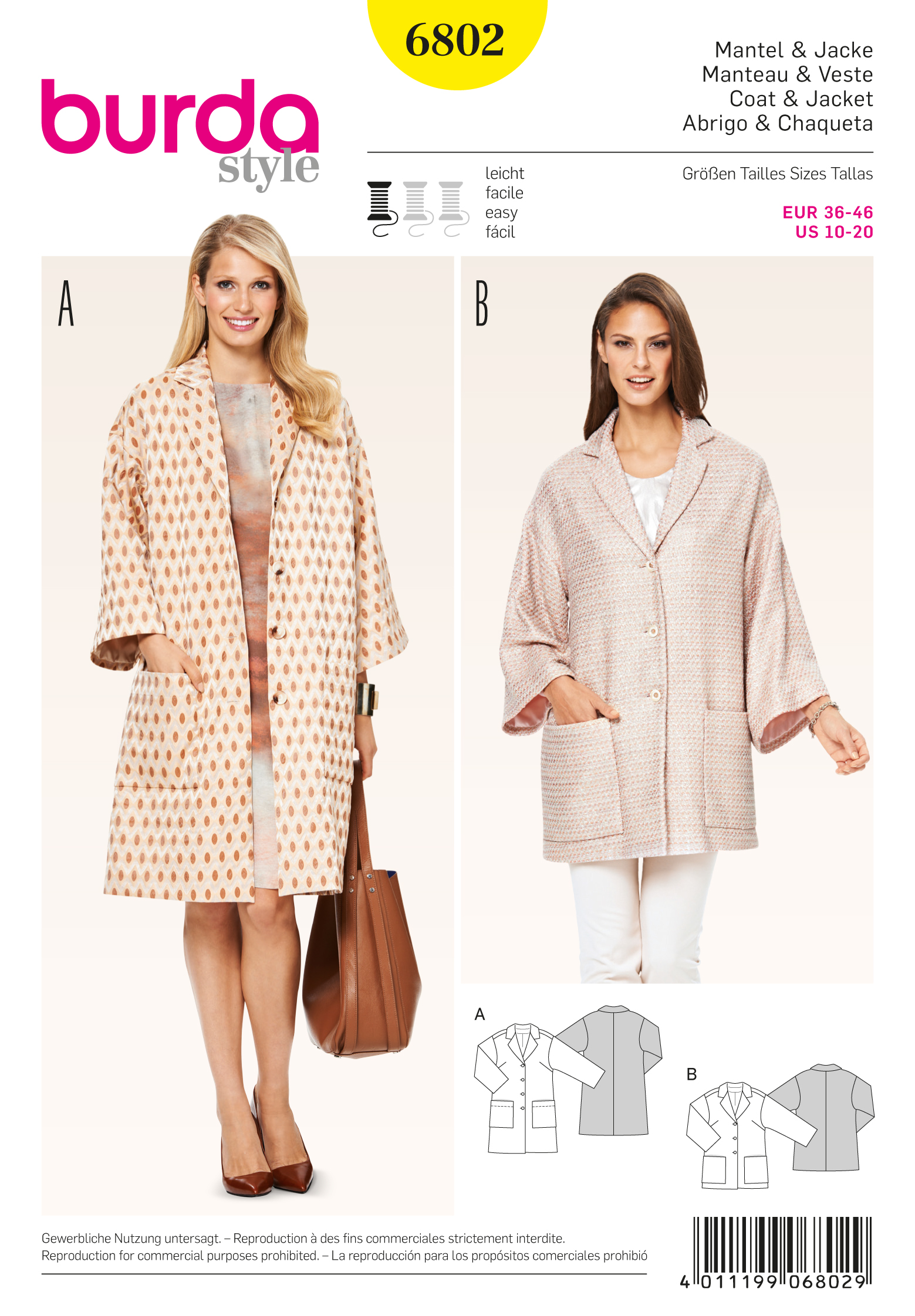 Burda 6802 Burda Style Jackets, Coats, Vests