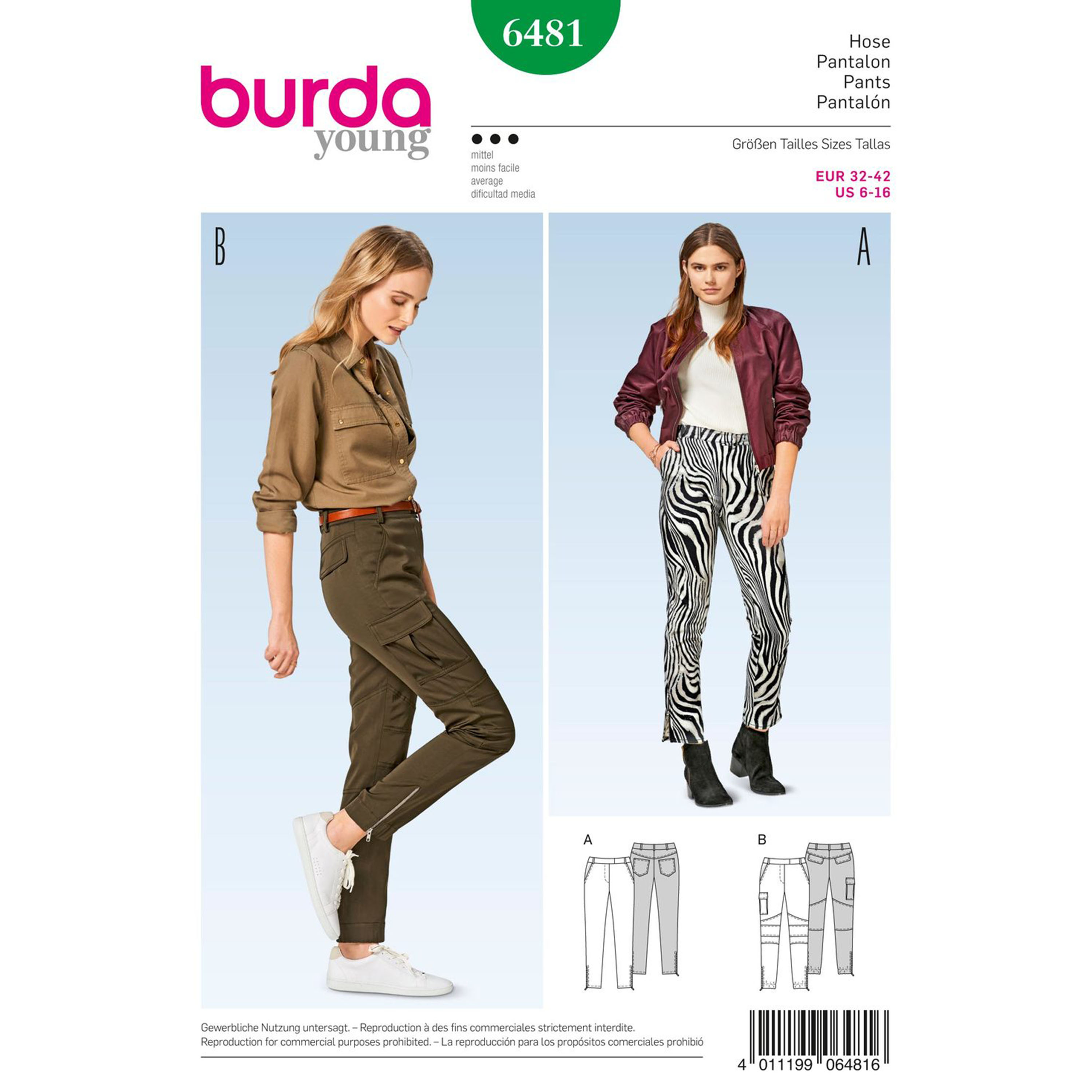 Sewing 7382 Burda Young Pattern Womens Leggings Size 616 Vintage Paper Sewing Pattern Sewing
