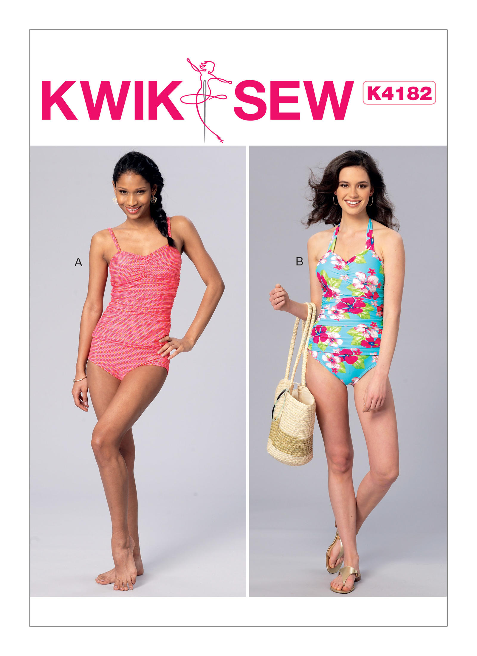 Kwik Sew 4182 Misses' Ruched Tankini and OnePiece Halter Swimsuit