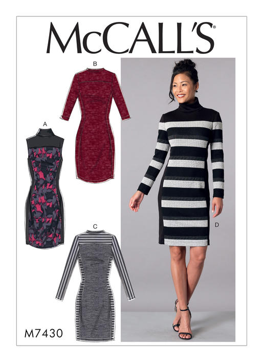 McCall's 7430 Misses' Knit SidePanel Dresses with Yokes