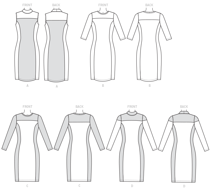 McCall's 7430 Misses' Knit SidePanel Dresses with Yokes sewing pattern