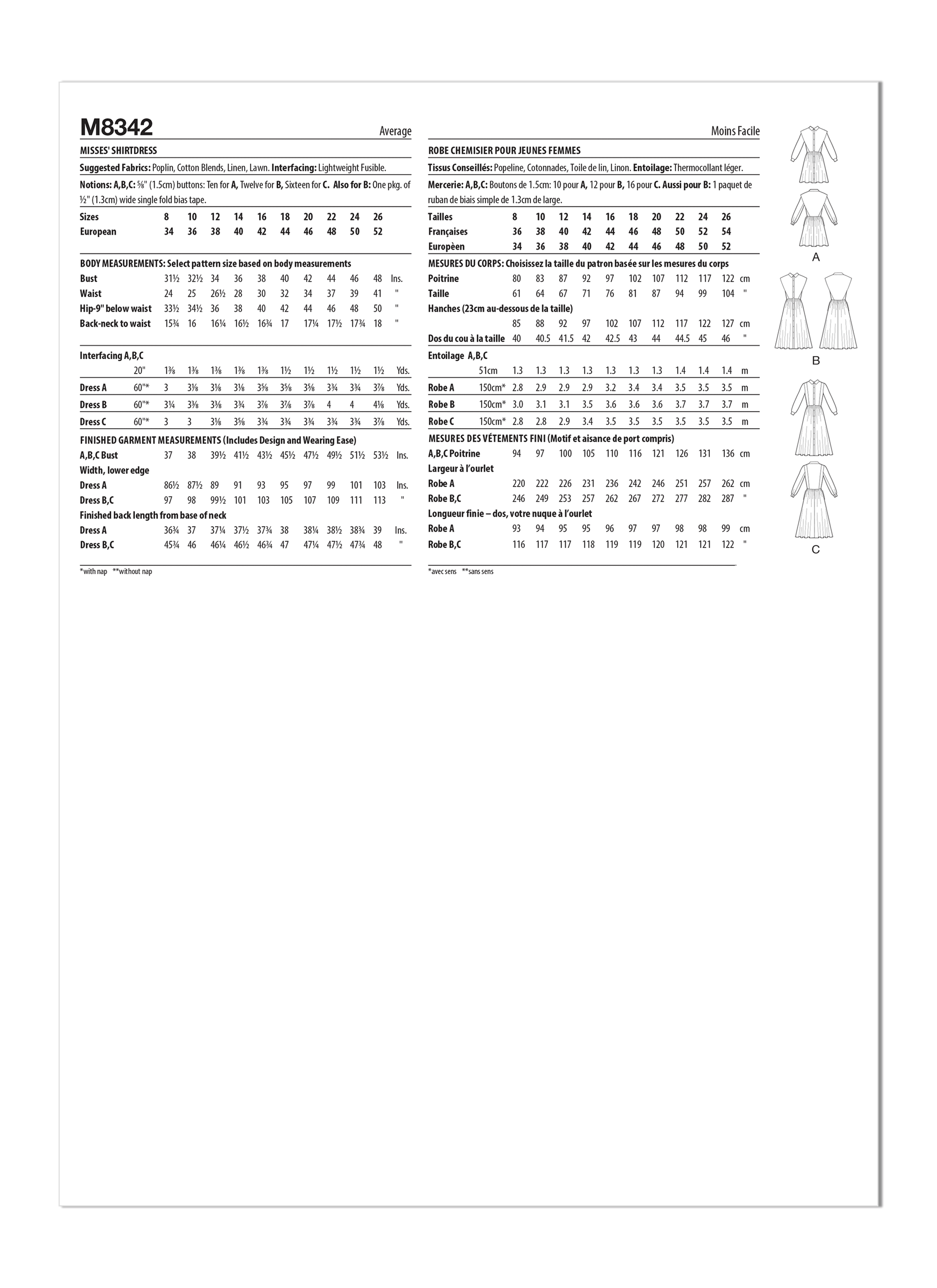 McCall's 8342 Misses' Shirtdress