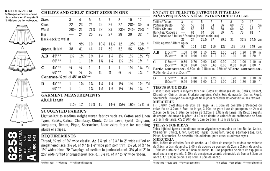 New Look 6258 Child's and Girls' Circle Skirts sewing pattern