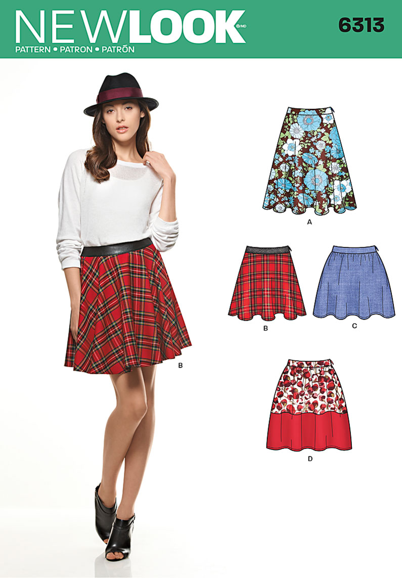 New Look 6313 Misses' Skirts with Length Variations